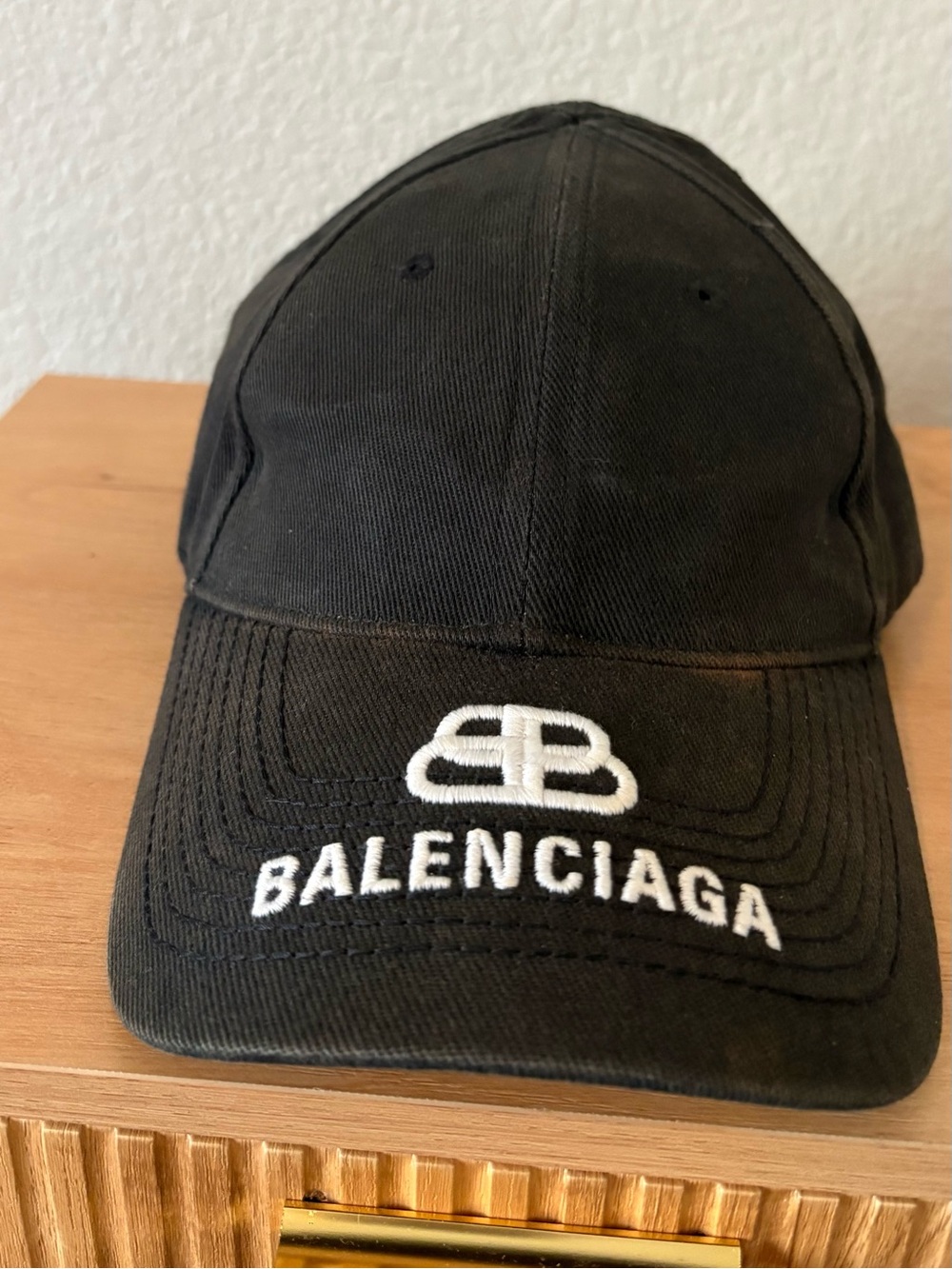 Balenciaga Black Cap with White Embroidered Logo